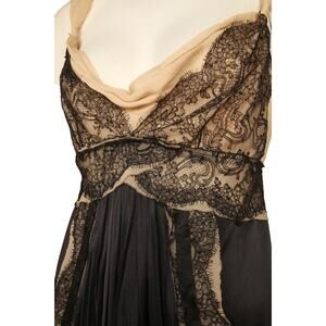 Prada- blush chiffon & black lace top